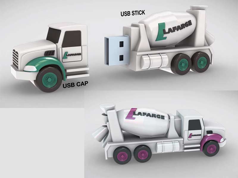 concrete mixer truck pvc usb falsh drive custom with logo promotion gift