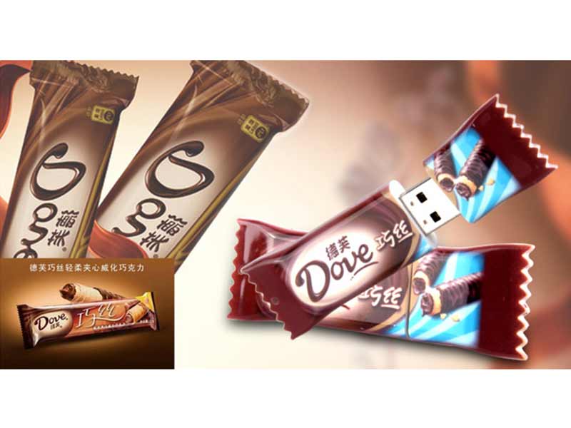Creative Chocolate candy PVC Usb Flash Drive with Customized Logo for Gift